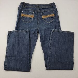 Conrad C Collection strech faux suede pocket detail bootcut denim jeans